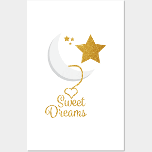 Sweet Dreams Gold Glitter Design Posters and Art